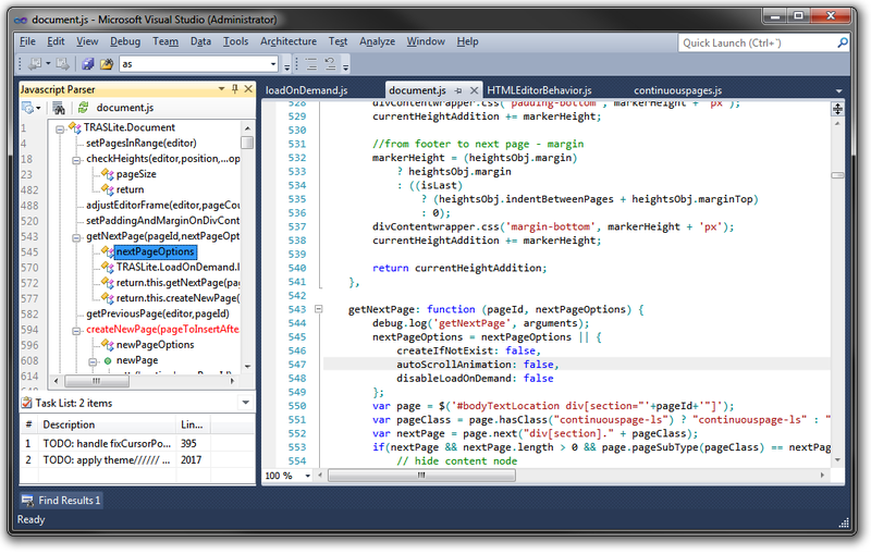 Visual Studio / [Из песочницы] Javascript Parser Extension для VisualStudio