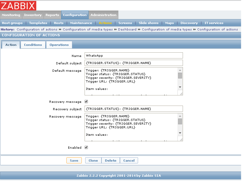 Получаем уведомления от Zabbix в WhatsApp