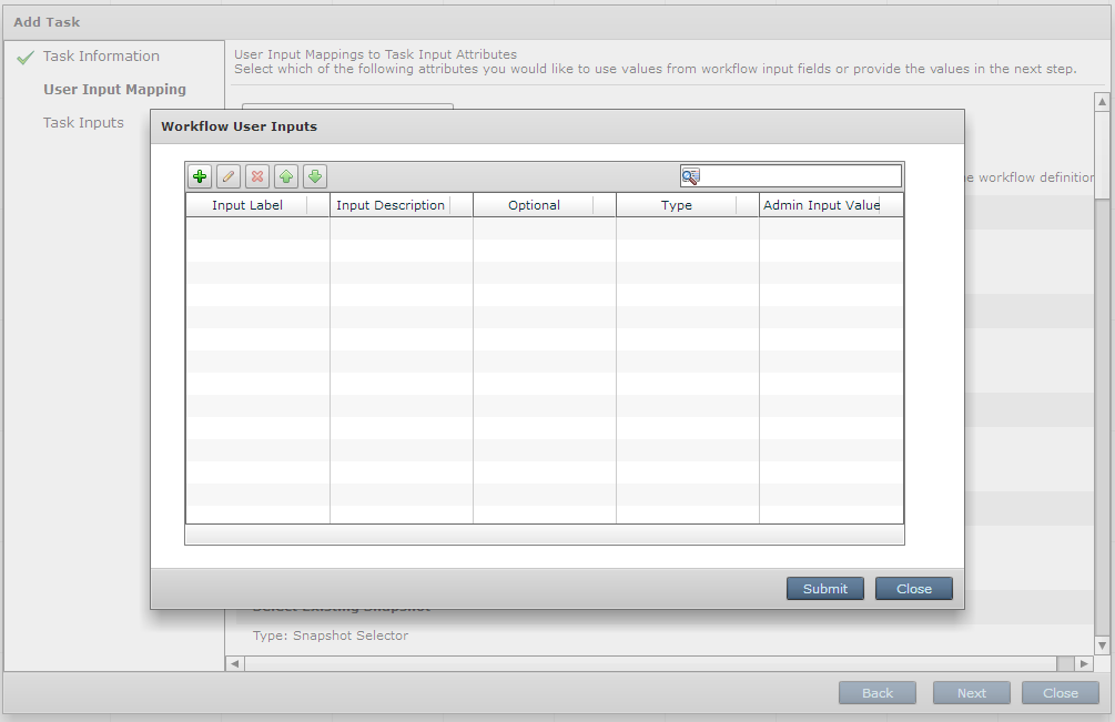 Окно определения Workflow User Inputs Окно определения Workflow User Inputs