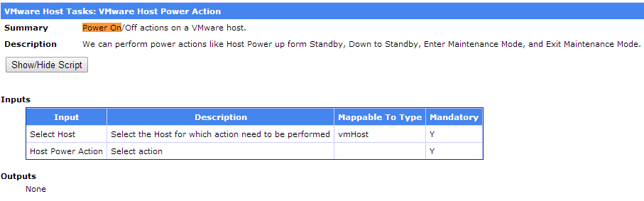 VMWare Host Power Action