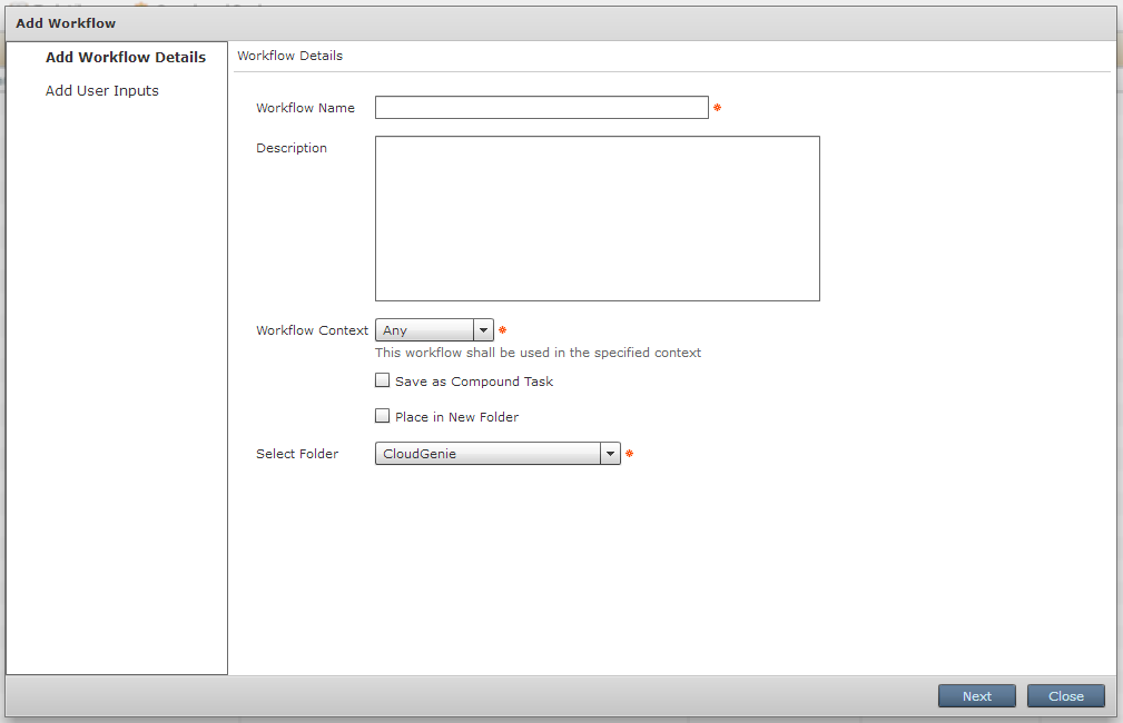 Add Workflow Add Workflow