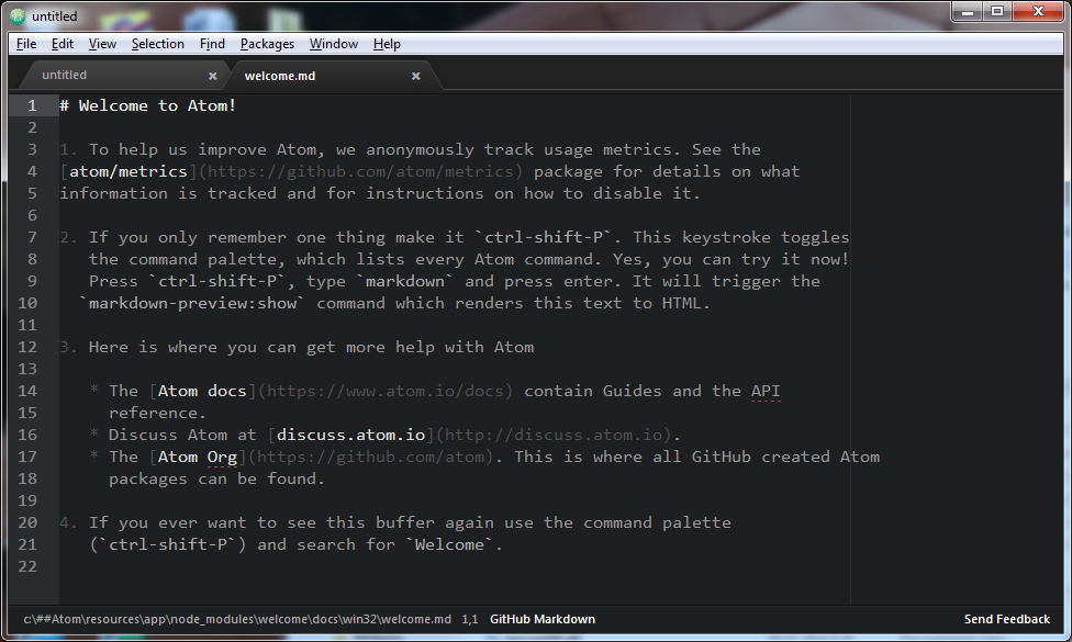 Установка Atom от GitHub на Ubuntu, OpenSUSE и Windows. Краткий обзор
