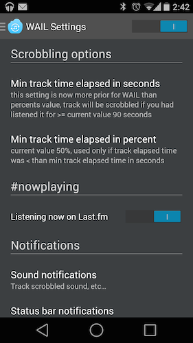 Android last.fm скробблер WAIL Beta теперь Open Source