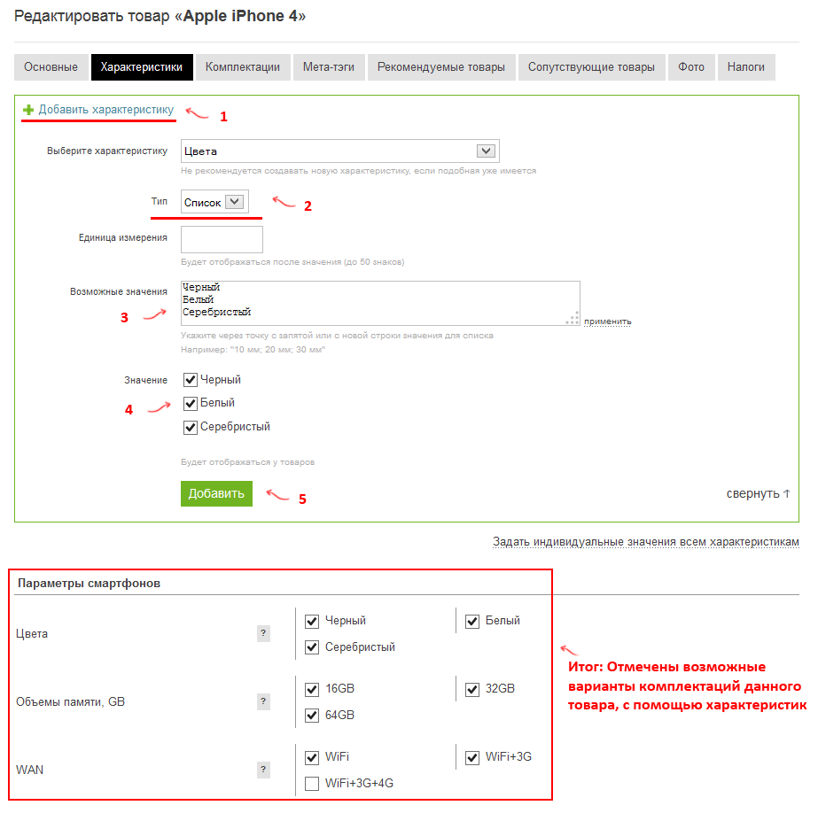 Реализация комплектаций товаров в интернет магазинах ReadyScript