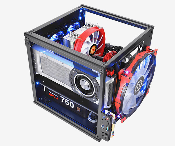 Размеры корпуса Thermaltake Core V1 равны 276 x 260 x 316 мм