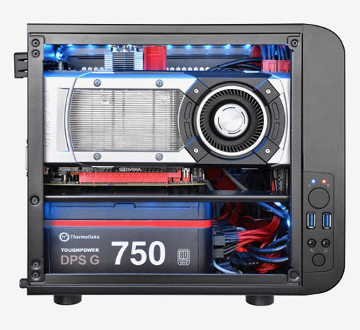 Размеры корпуса Thermaltake Core V1 равны 276 x 260 x 316 мм