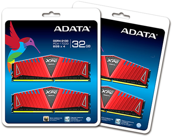 Модули памяти Adata XPG Z1 DDR4 предложены по два и по четыре