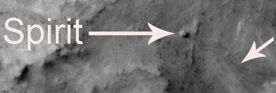 Марсианский булыжник оставил след, видимый с орбиты