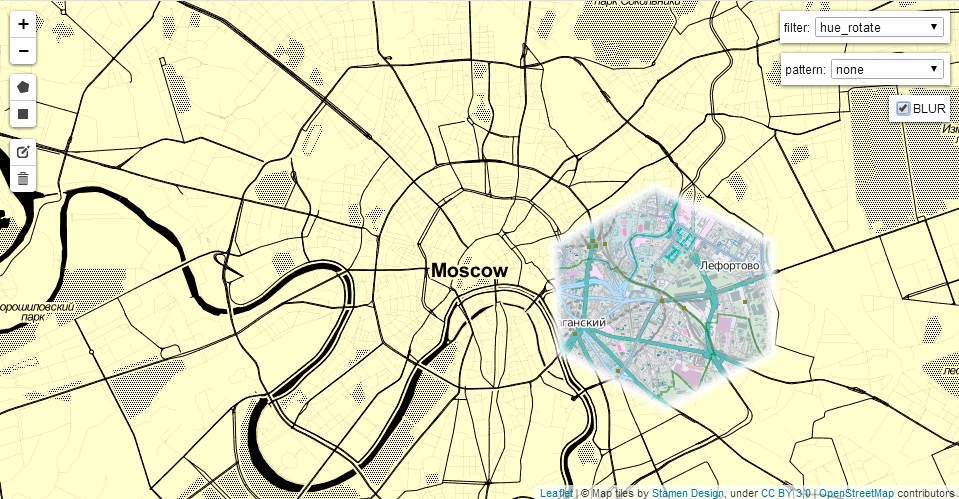 Веб картография и SVG эффекты Dynamic tiles clipping