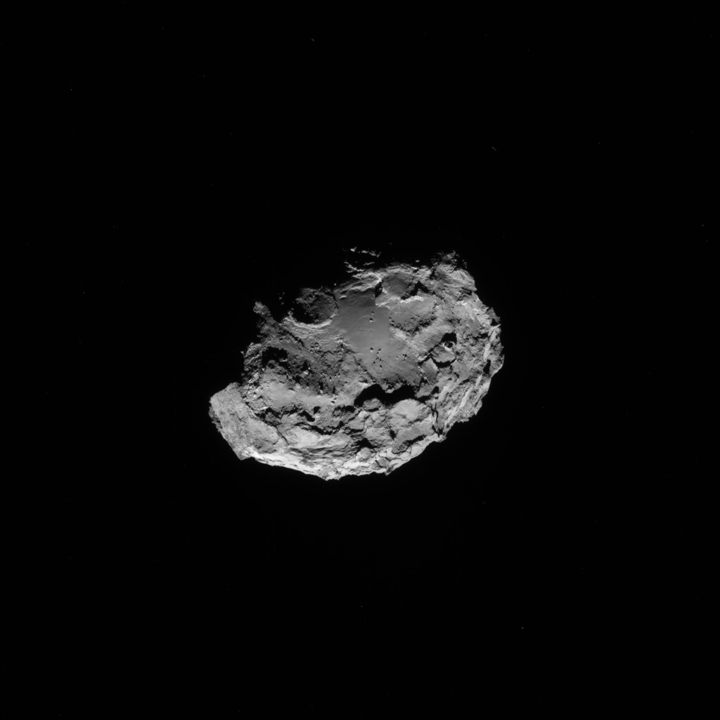 Full-frame NAVCAM image taken on 13 August 2014 from a distance of about 115 km from comet 67P/Churyumov-Gerasimenko. Credits: ESA/Rosetta/NAVCAM