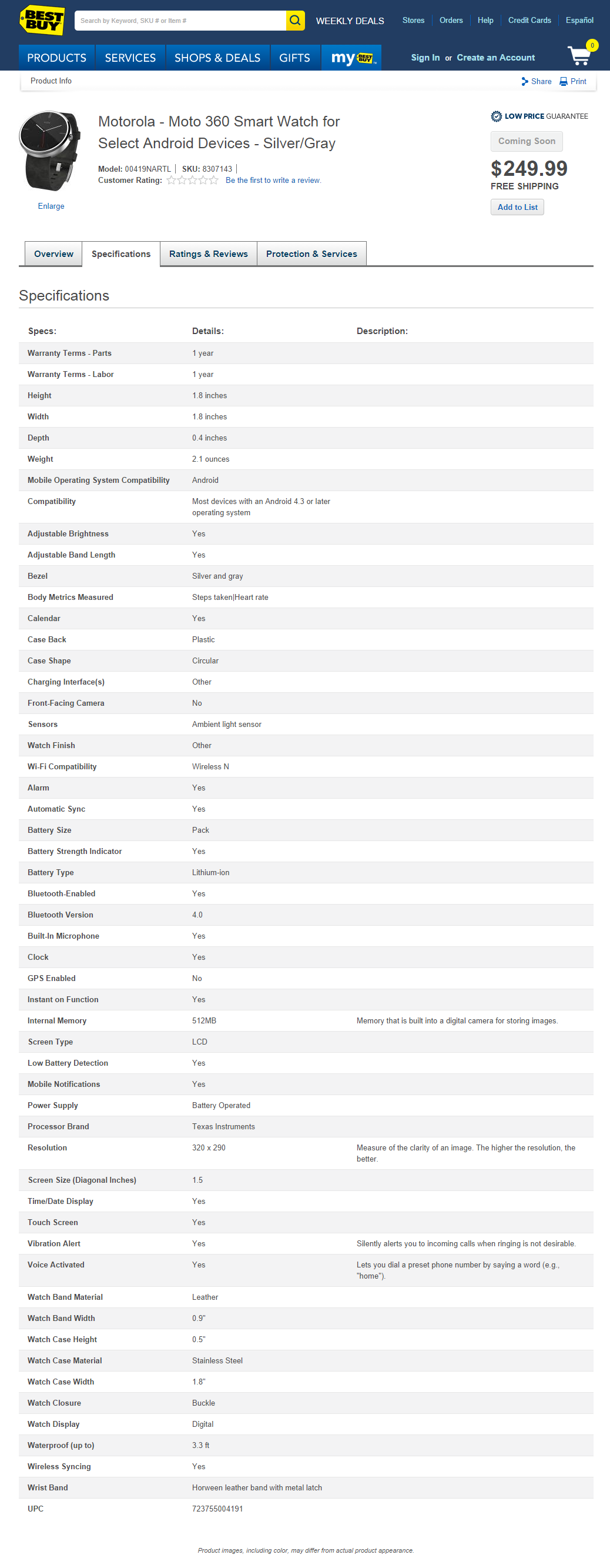 Умные часы Moto360 засветились в прайсах BestBuy с ценой 249,99$ Умные часы Moto360 засветились в прайсах BestBuy с ценой 249,99$