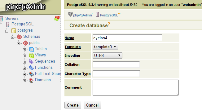 create postgresql database