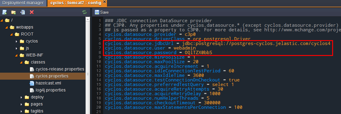 database credentials