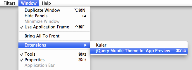 Создание тем jQuery Mobile в Adobe Fireworks Предварительный просмотр темы в Fireworks