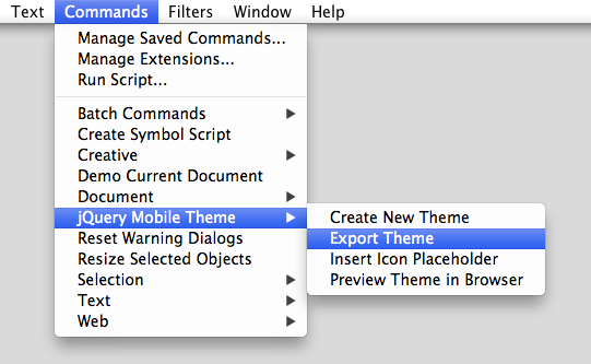 Создание тем jQuery Mobile в Adobe Fireworks Экспорт спрайтов и CSS одновременно