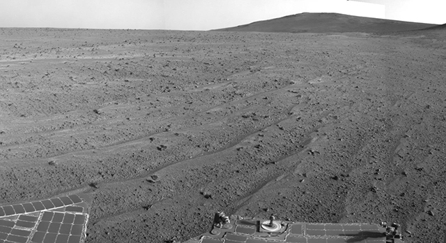 Opportunity's Rear-Facing View Ahead After a Drive