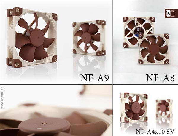 Серия вентиляторов Noctua A пополнилась моделями NF-A9, NF-A8 и NF-A4x10 5V типоразмера 92, 80 и 40 мм соответственно