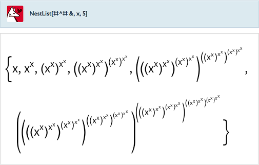 NestList[#^#&amp;,x,5]