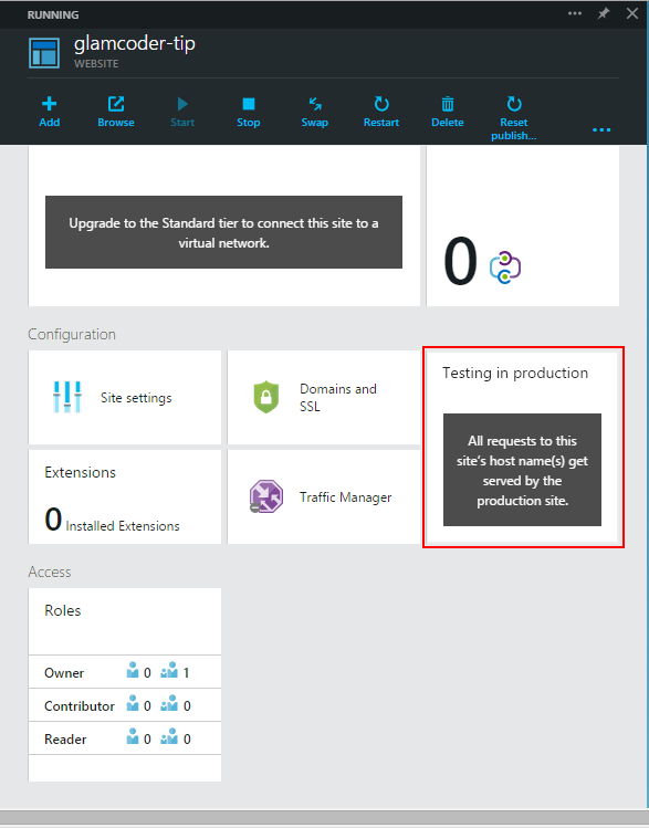 Azure Website Testing in Production