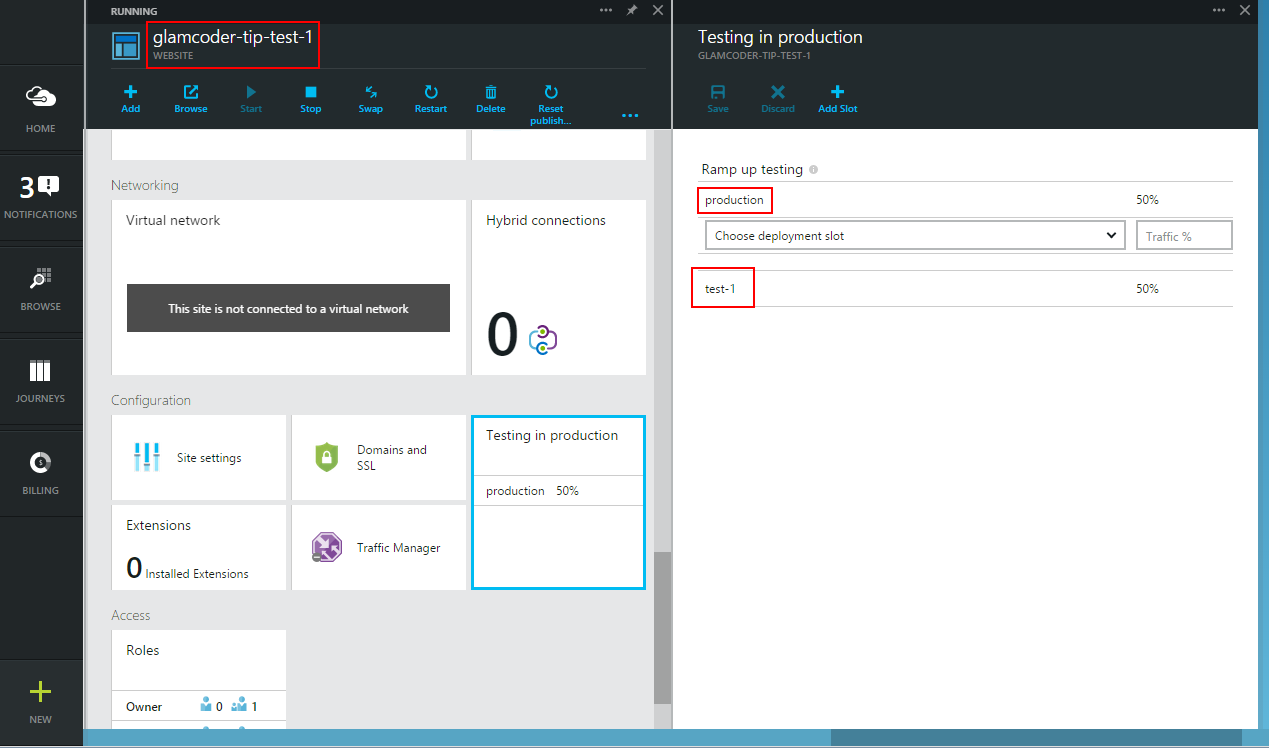 Azure Website Testing in Production