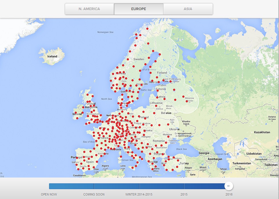 Tesla Motors расширяет сеть зарядных станций: к 2016 электро АЗС появятся в России, Украине, Молдове