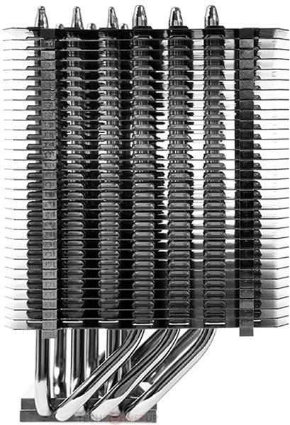 Радиатор, шесть тепловых трубок диаметром 6 мм и крепление Thermalright HR-02 Macho Zero покрыты черным никелем