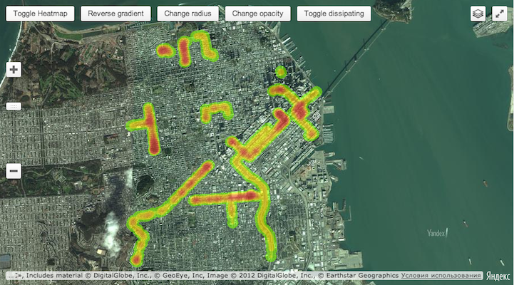 На Яндекс.Картах теперь можно создавать тепловые карты
