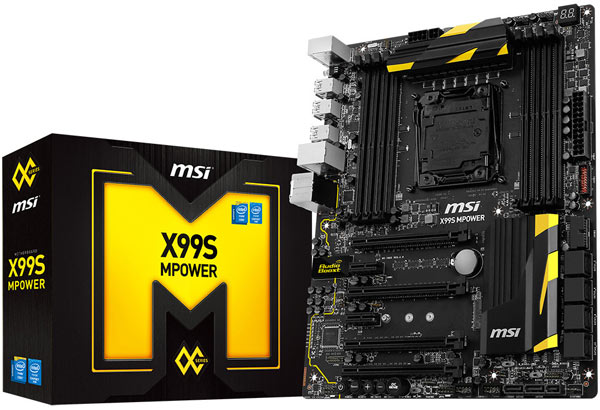 На плате MSI X99S MPower есть восемь слотов для модулей памяти DDR4 и четыре слота PCI Express 3.0 x16