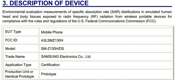 Смартфон Samsung SM-Z130H появится в продаже в этом месяце