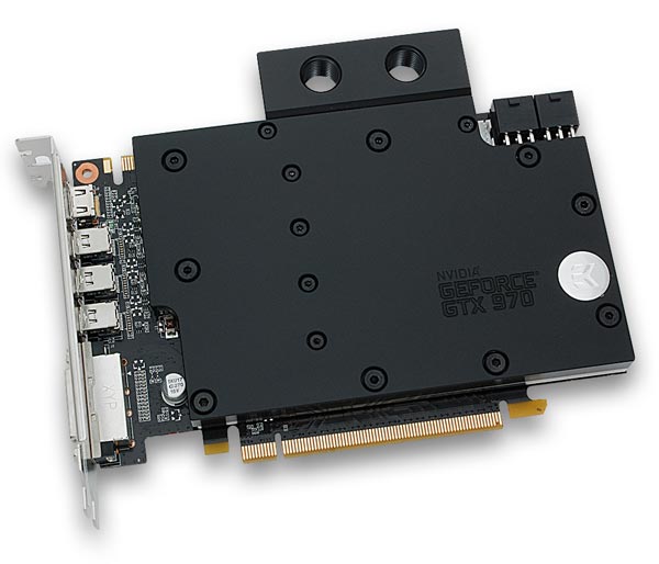 Водоблок с полным покрытием EK-FC970 GTX охлаждает GPU, микросхемы памяти и регуляторы напряжения