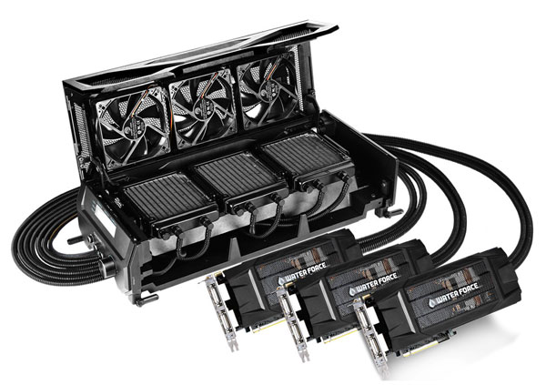 Gigabyte GV-N980X3WA-4GD — комплект из трех 3D-карт GeForce GTX 980 и системы жидкостного охлаждения
