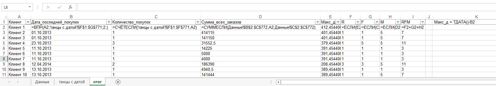 RFM-анализ на коленке (Excel) - 3