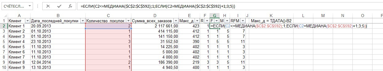 RFM-анализ на коленке (Excel) - 5