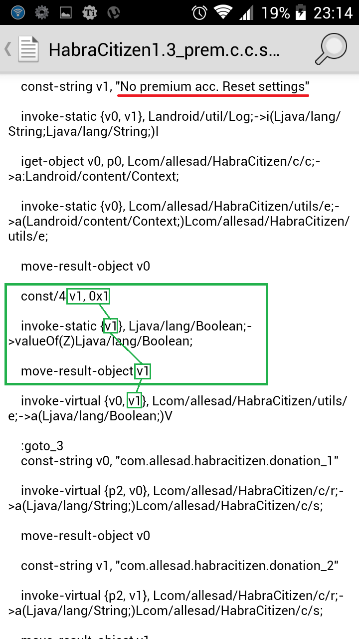 Взлом покупки в приложении или Я не хочу платить пару долларов - 16 c.smali Done