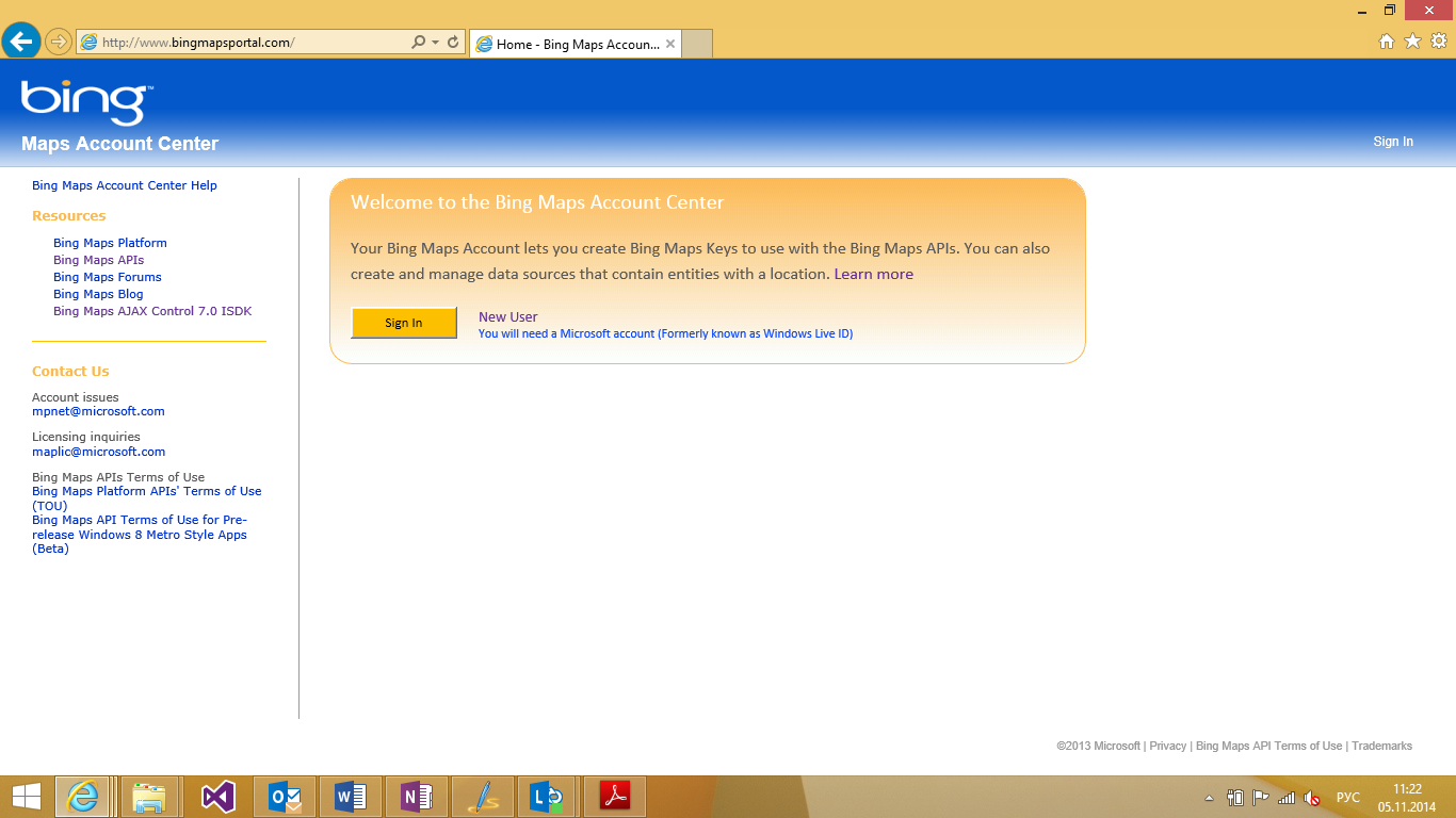 Как добавить карты Bing Maps в Windows-приложение на HTML и JavaScript. Часть 1 - 4 Как добавить карты Bing Maps в Windows-приложение на HTML и JavaScript. Часть 1 - 4