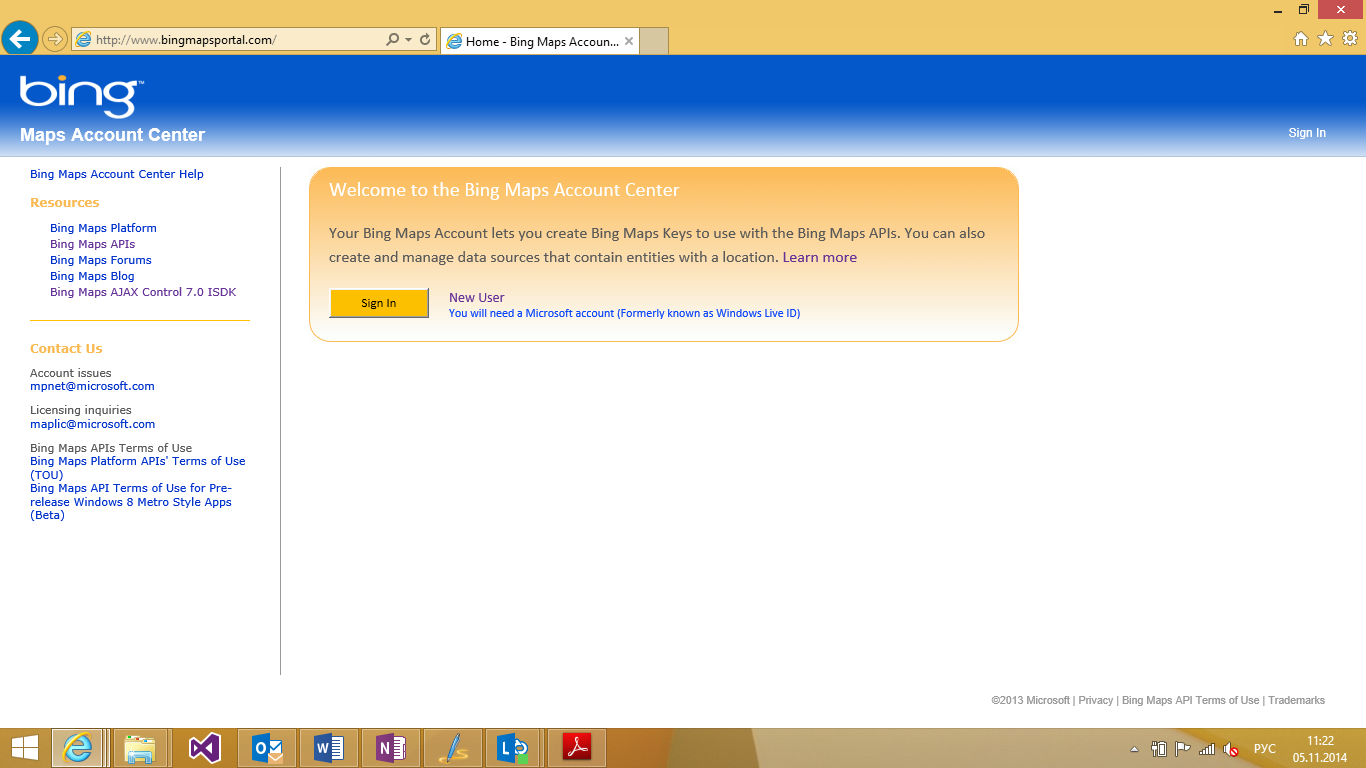 Как добавить карты Bing Maps в Windows-приложение на HTML и JavaScript. Часть 1 - 4