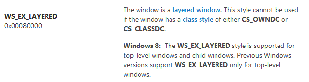 Стиль WS_EX_LAYERED для дочерних окон в Windows 8 - 1