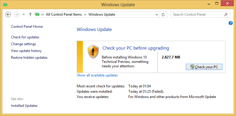Обновление с Windows 7-8.1 до Windows 10 TP через Windows Update - 10