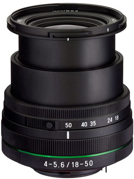 Производитель называет объектив HD Pentax-DA 18-50mm F4-5.6 DC WR RE самым коротким в своей категории