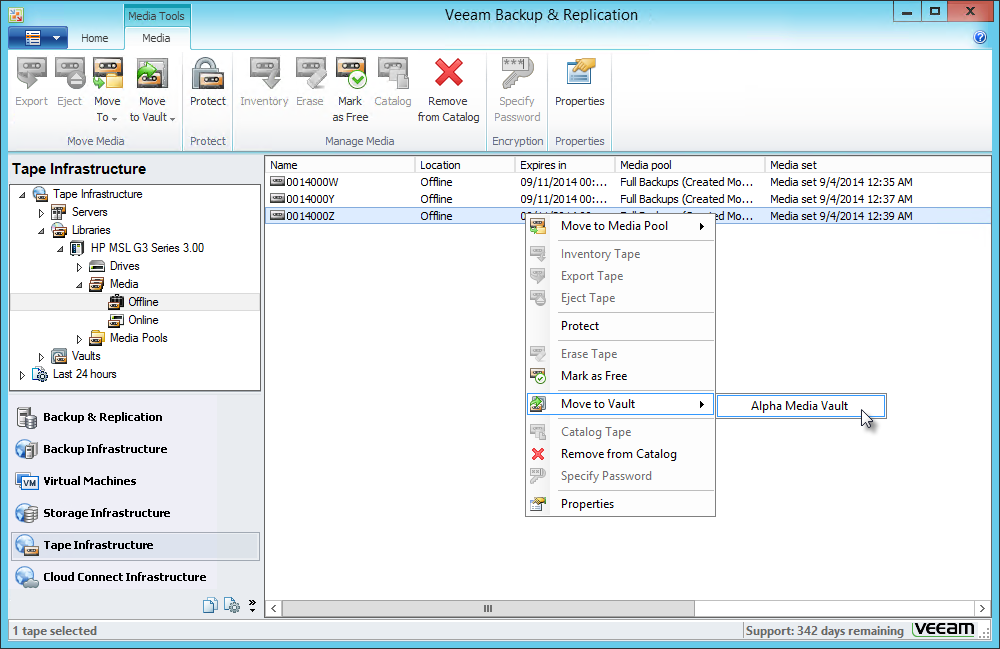 Архивирование на магнитную ленту в Veeam Backup & Replication v8: новое для хорошо знакомого старого - 6 Архивирование на магнитную ленту в Veeam Backup & Replication v8: новое для хорошо знакомого старого - 6