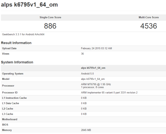 MediaTek MT6795 Geekbench