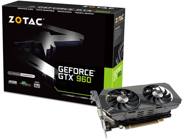 3D-карты Zotac GeForce GTX 960 (ZT-90308-10M) и Zotac GeForce GTX 960 AMP! Edition (ZT-90309-10M) разогнаны производителем