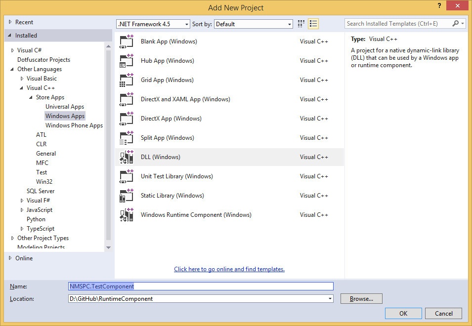 Создания Windows Runtime компонента на Visual C++ - 2