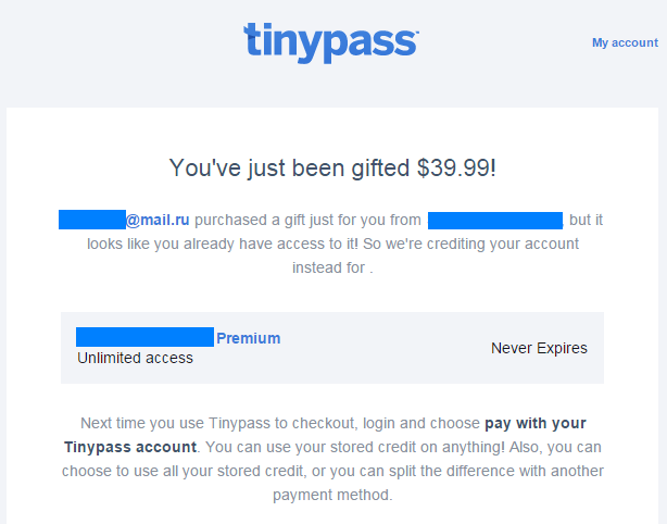 Неприятные сюрпризы от Tinypass или не стоит гнаться за скидкой на подписку - 3 Неприятные сюрпризы от Tinypass или не стоит гнаться за скидкой на подписку - 3