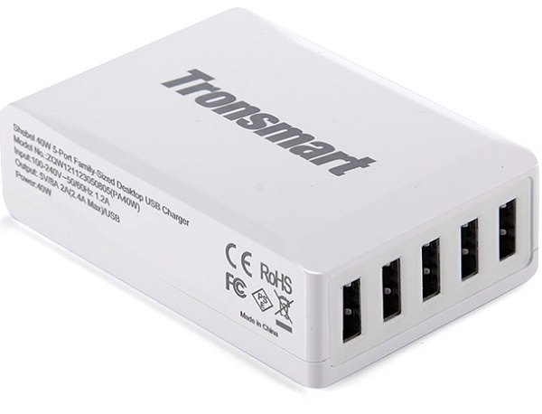Пятипортовое зарядное устройство Tronsmart Smart USB Charger обеспечивает выходную мощность 40 Вт - 1