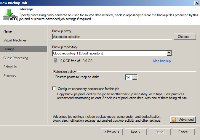 Пример выбора облачного репозитория для бэкапа виртуальных машин Пример выбора облачного репозитория для бэкапа виртуальных машин