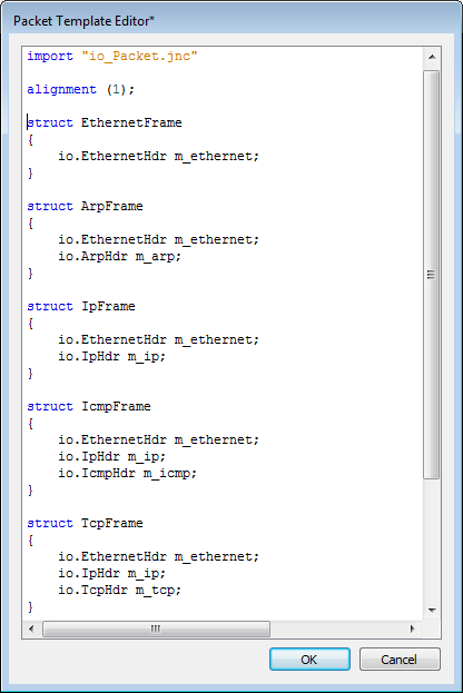 packet template editor