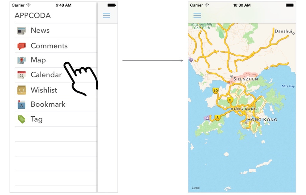 Добавляем панель бокового меню в свое iOS-приложение - 16