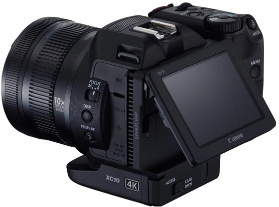 Интересной особенностью конструкции Canon EOS XC10 является вращающаяся рукоятка