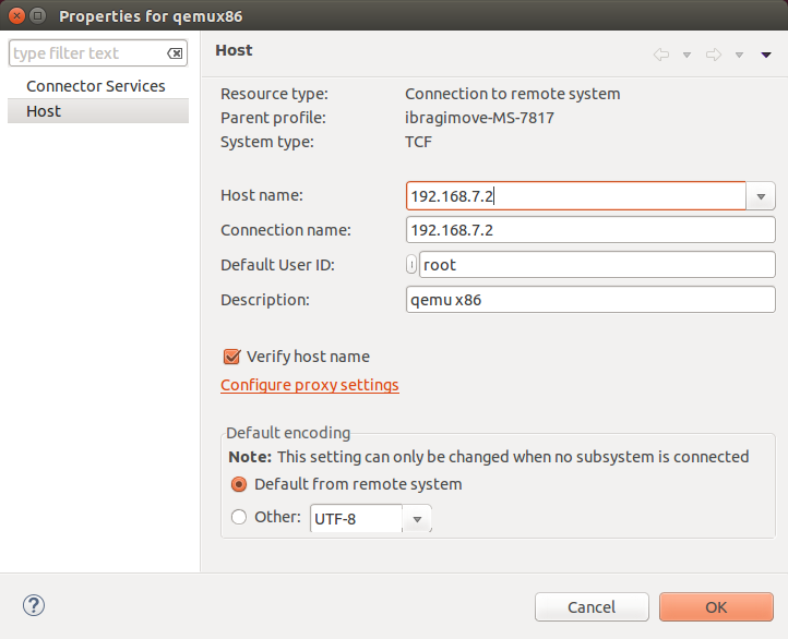 Eclipse->Debug Configurations - Main->Edit - Properties